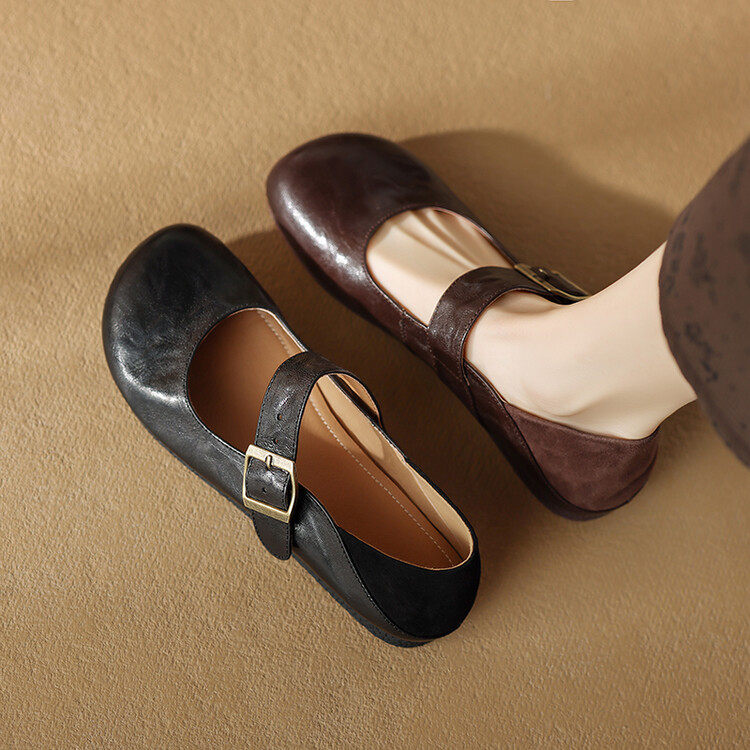 法式复古圆头玛丽珍女鞋2024春夏季羊皮一字带平底单鞋文艺小皮鞋,户外/登山/野营/旅行用品,登山鞋/徒步鞋,淘宝优惠券,粉丝福利购,淘宝优惠卷