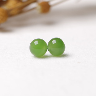 6mm在售云轩玉艺天然新疆和田玉籽料碧玉苹果绿圆珠单珠顶珠配珠