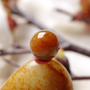 12mm在售云轩玉艺天然新疆和田玉籽料黄沁板栗黄圆珠单珠散珠配珠