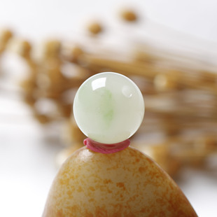 14mm在售云轩玉艺天然新疆和田玉籽料翠色翠青圆珠单珠散珠配珠