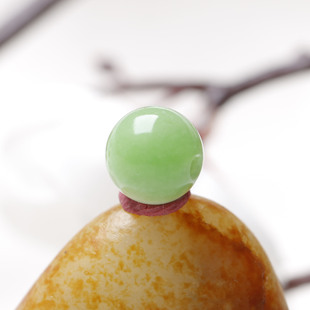 10mm在售云轩玉艺天然新疆和田玉籽料翠色翠青圆珠单珠散珠配珠