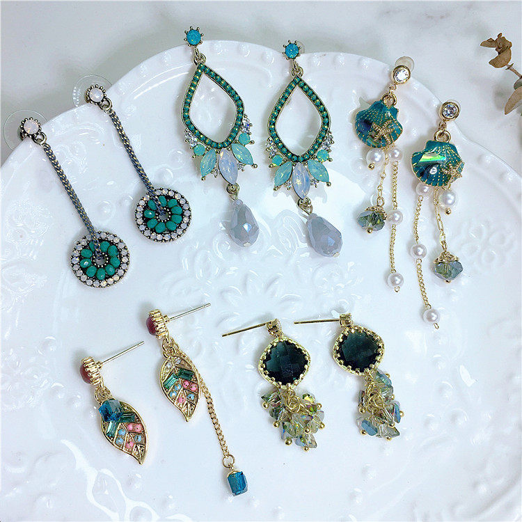 925银针日韩版韩国时尚气质欧美大款宫廷风复古流苏耳坠耳钉耳环