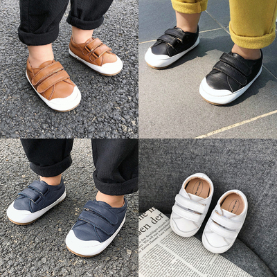 辰辰妈2018秋季新款童鞋男童魔术贴运动鞋真皮板鞋1-3岁宝宝鞋子