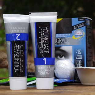 温雅染发剂遮盖白发自然黑色染发膏快速染黑染护合一自己在家染发