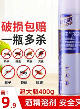 宝力杀杀虫气雾剂清香型400g家用蚊子蚂蚁苍蝇蟑螂喷雾剂正品包邮