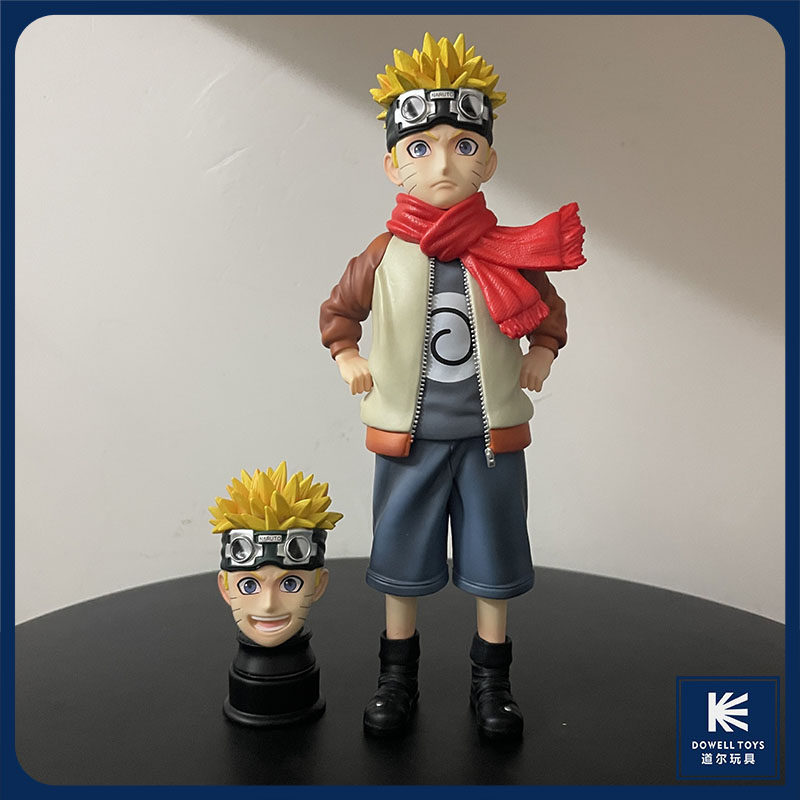 【火影忍者】幼年旋涡鸣人 系着围巾 双头雕动漫手办模型国产实拍