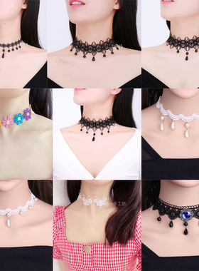 遇鑫宝贝网红项圈颈链锁骨链女夏颈带脖子蕾丝配饰品短款年新款项