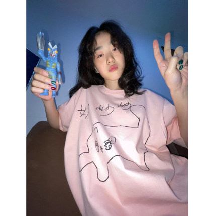 曼斯特物种妙妙妙短袖原创可爱卡通趣味印花纯色打底纯棉情侣T恤