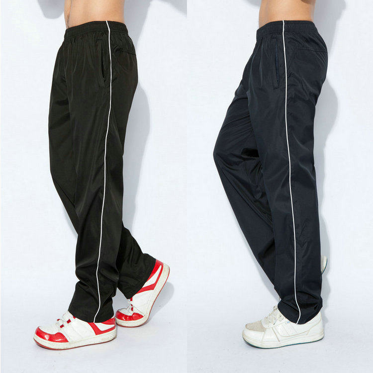 包邮夏秋冬涤纶男学生校服裤女藏青一条杠白边南韩丝运动长裤校裤