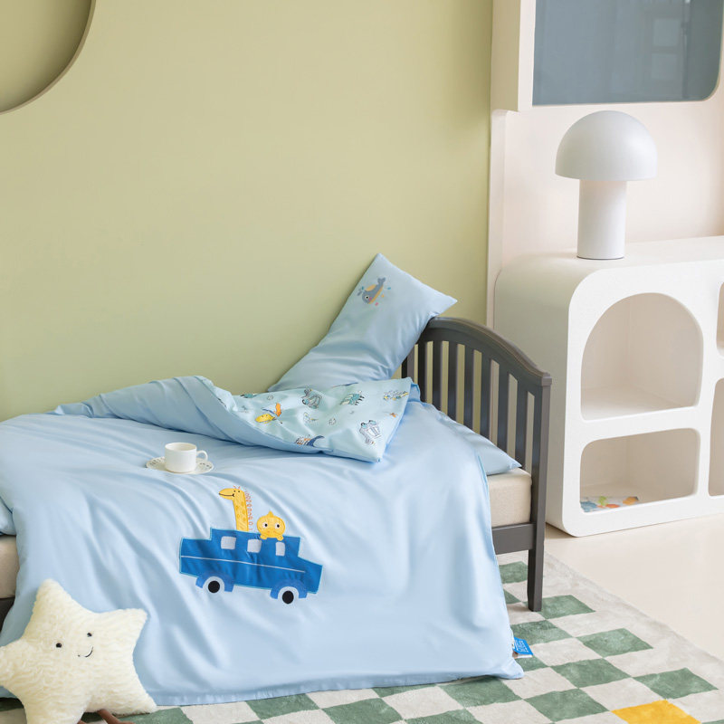 幼儿园被子三件套宝宝入园专用儿童床品秋冬纯棉被套恐龙绿色夏季