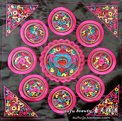 diy家居饰品布贴手工大包苗绣