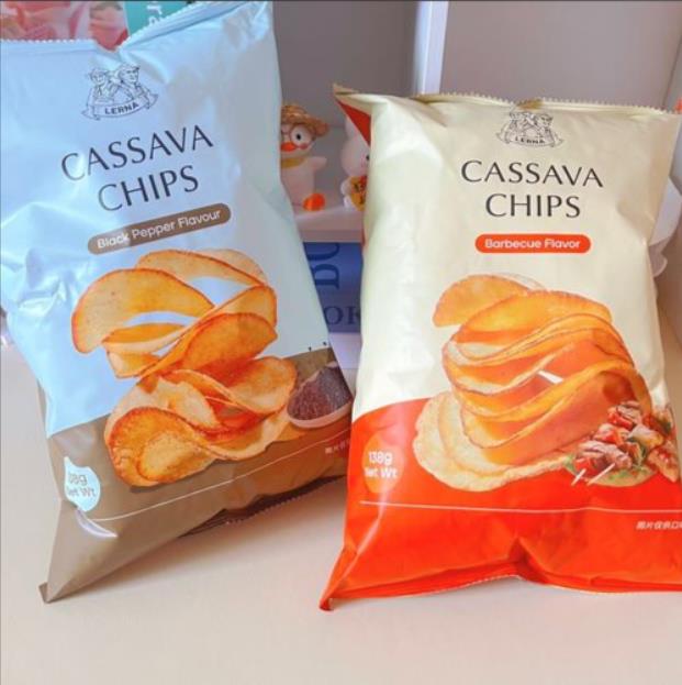 印尼进口LERNA莱纳木薯片烧烤黑胡椒味膨化零食休闲小吃袋装138g