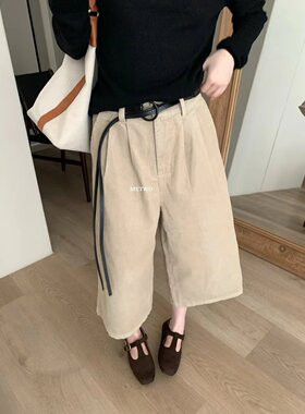 METWO 2025早秋新款韩系简约风百搭ins风休闲裤女9111#灯芯绒中裤