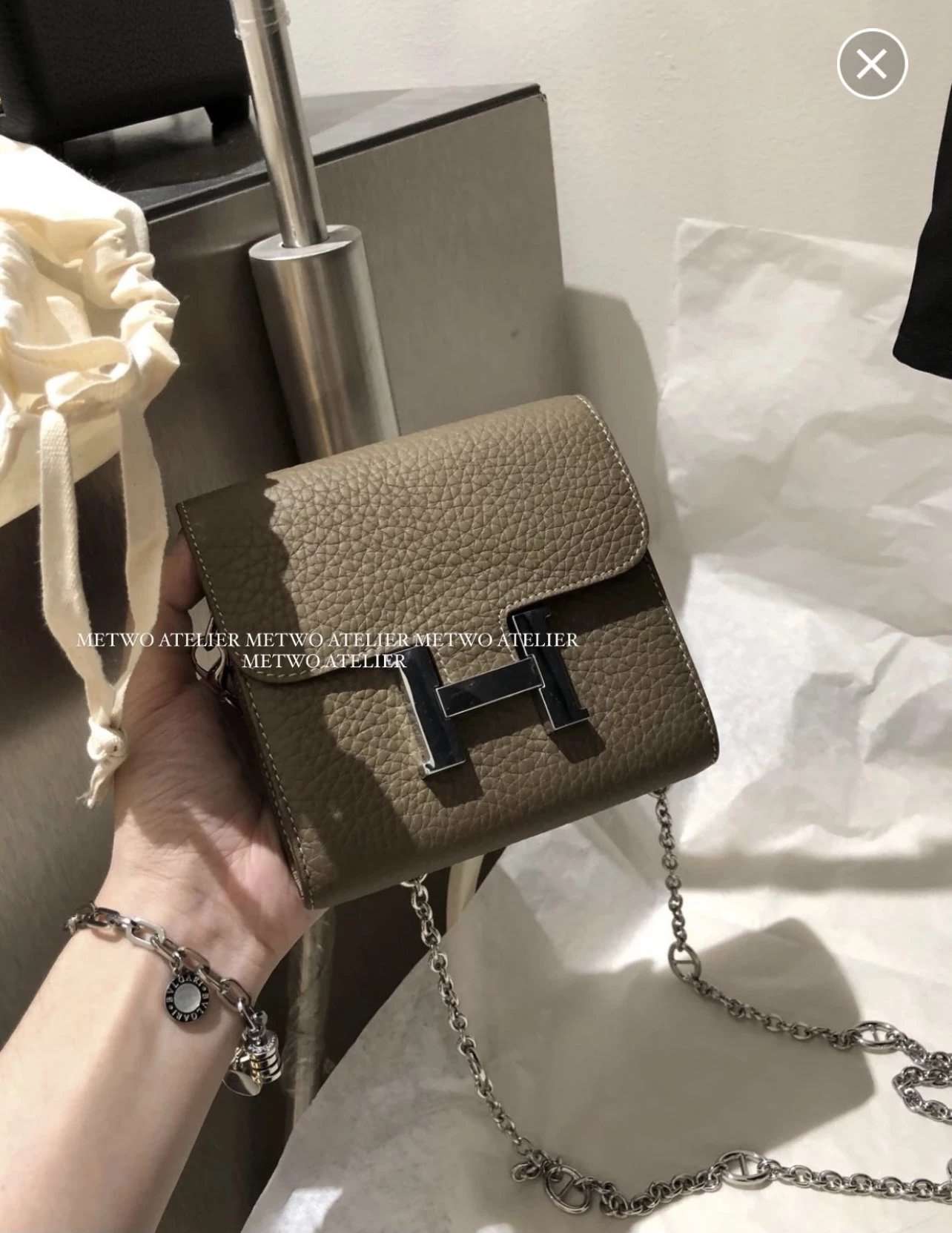牛皮链条斜挎百搭小包定制