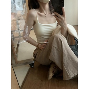 METWO 奶皮美背抓毛加厚吊带背心秋保暖带胸垫一体内搭打底上衣女