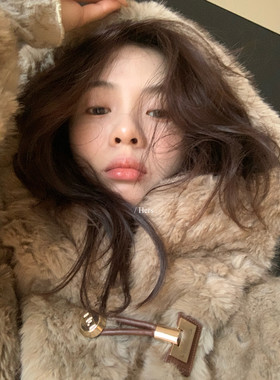 Hers 一勺甜韩系简约轻奢高级感皮毛一体外套女简约贵气保暖92697