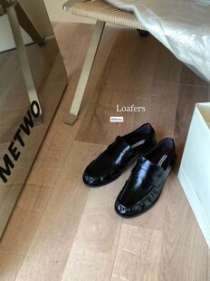 METWO 2025早秋新款韩系简约风百搭ins风小黑皮鞋乐福鞋小众韩系