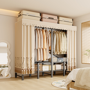 爆款 2026新款 折叠家用卧室简易一体式 布衣柜加厚加粗全钢架免安装