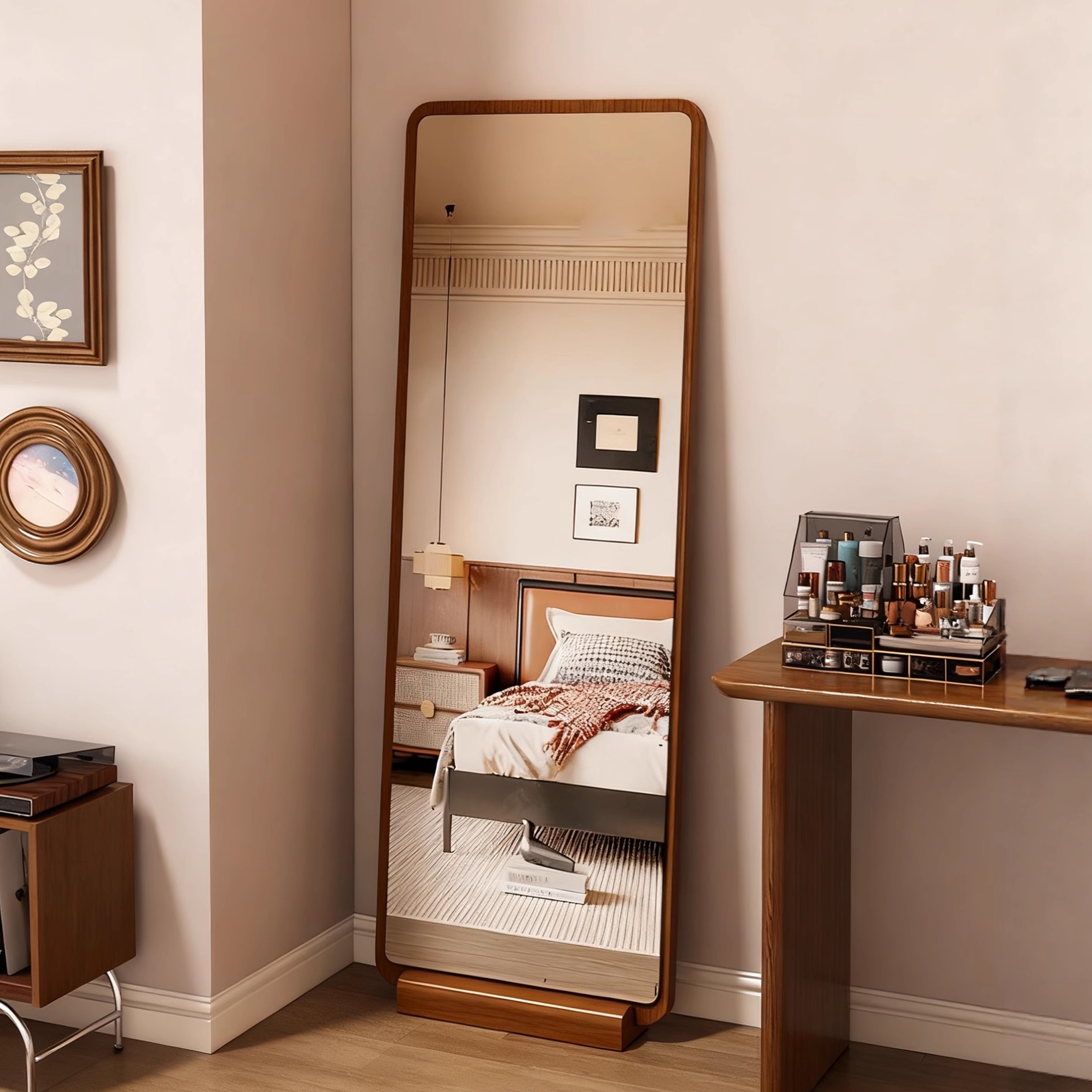 中古风圆角大镜子全身落地镜家用