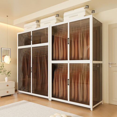 简易衣柜家用卧室全包金属钢制