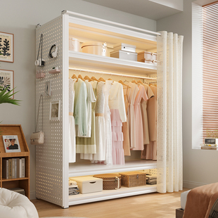 金属衣柜简易组装 全钢架卧室收纳柜子金属结构衣柜货架洞洞板钢制