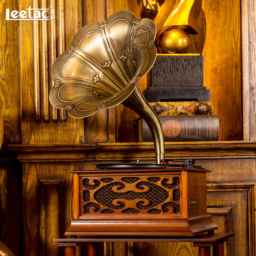 黑胶唱片机木质大喇叭台式留声机