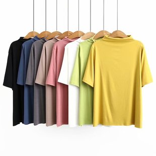 新款 上衣2022秋装 9701 五分袖 200斤胖mm宽松显瘦半高领打底衫