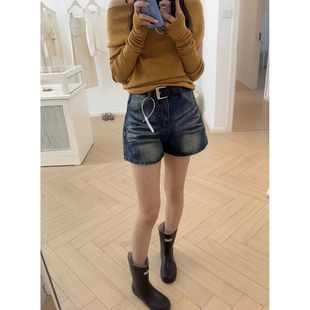 Ooh 0369高腰牛仔短裤女夏季薄款2026年新款宽松显瘦阔腿辣妹裤