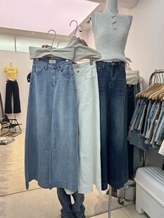 女复古宽松显瘦垂感直筒阔腿拖地裤 弹力牛仔裤 春 hha0017新款 ooh