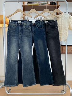 显瘦喇叭牛仔长裤 89922高腰高弹力2025小个子修身 女 hha ooh