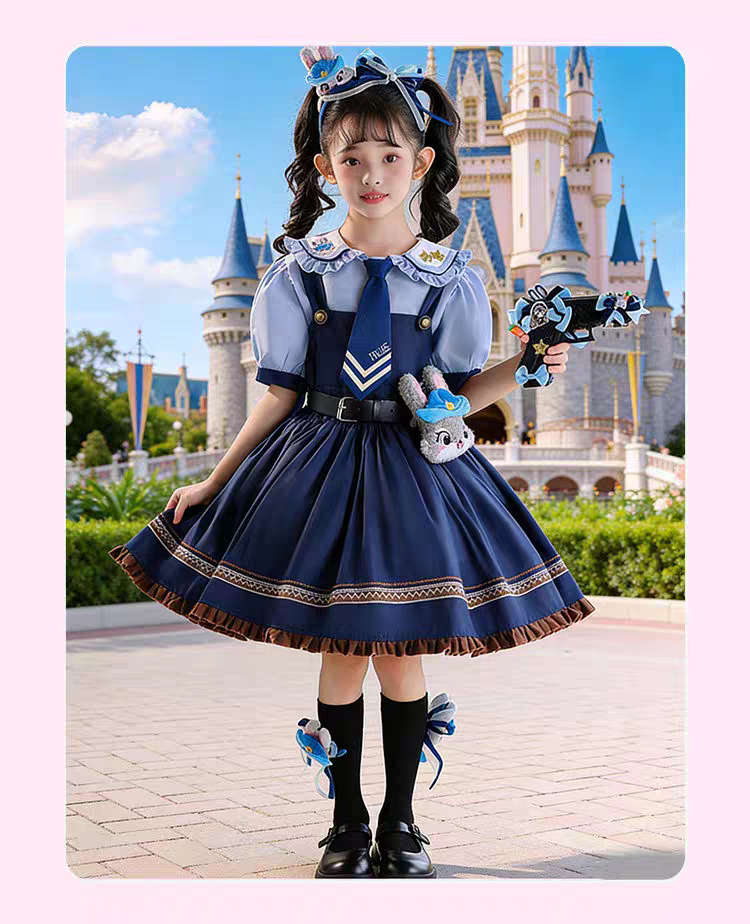 兔子警官洛丽塔女童公主裙儿童春秋连衣裙女孩朱迪衣服迪士尼礼服