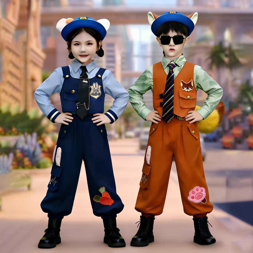 六一儿童演出服朱迪兔子警官服男女朱迪狐狸cos服幼儿园啦啦操服