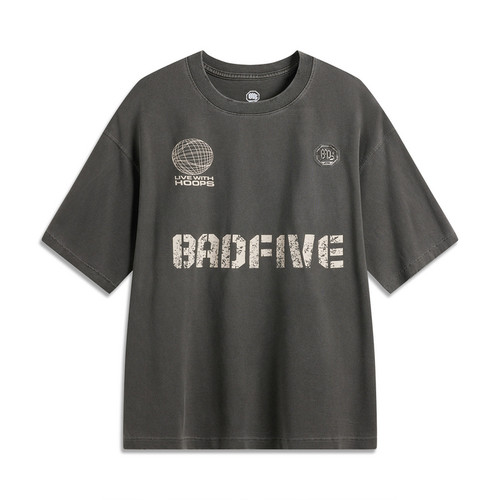 李宁男子夏季篮球系列短袖文化衫宽松型棉质舒适上衣AHSU441-B品