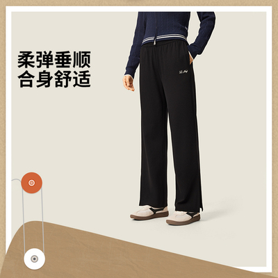 李宁女子运动潮流系列经典版型时尚简约舒适百搭直筒长裤AKLV348