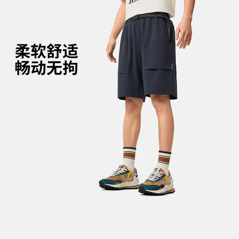 李宁短裤秋男款运动生活系列时尚潮流宽松透气梭织短裤AKSV421-