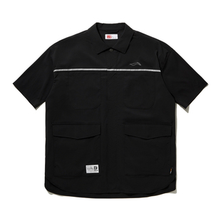 LI-NING/李宁2024男子运动宽松休闲圆领透气短袖衬衫ASHU041-B品