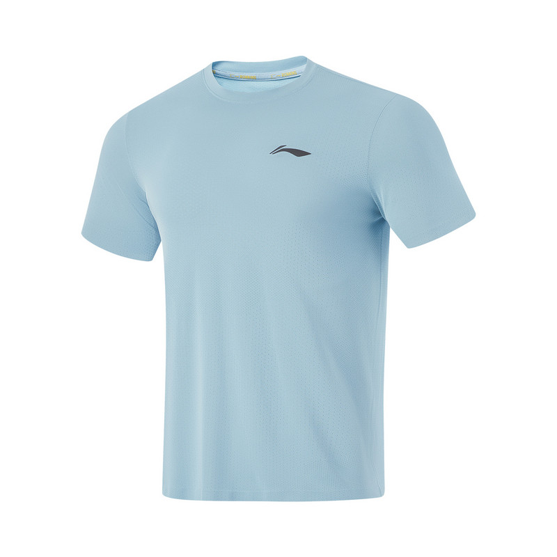 李宁短袖秋男跑训系列时尚透气简约常规圆领短袖T恤衫ATSU053-B品