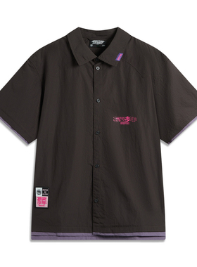 李宁反伍BADFIVE长安少年男子宽松翻领印花休闲衬衫ASHU553-B品