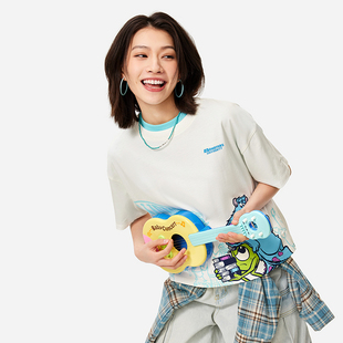 LI-NING/李宁迪士尼怪兽大学联名短袖T恤女宽松运动服AHSU490-B品