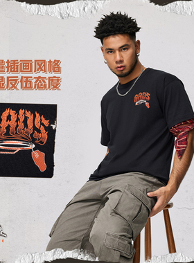 李宁反伍BADFIVE男子短袖文化衫常规舒适时尚运动T恤AHSU157-B品