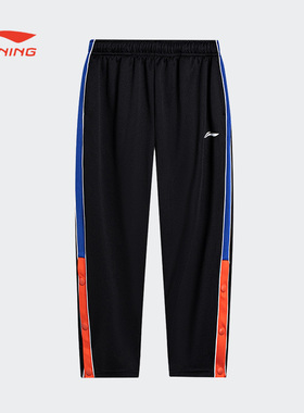 李宁卫裤男童秋季篮球系列时尚简约宽松休闲运动长裤YKLT173-B品