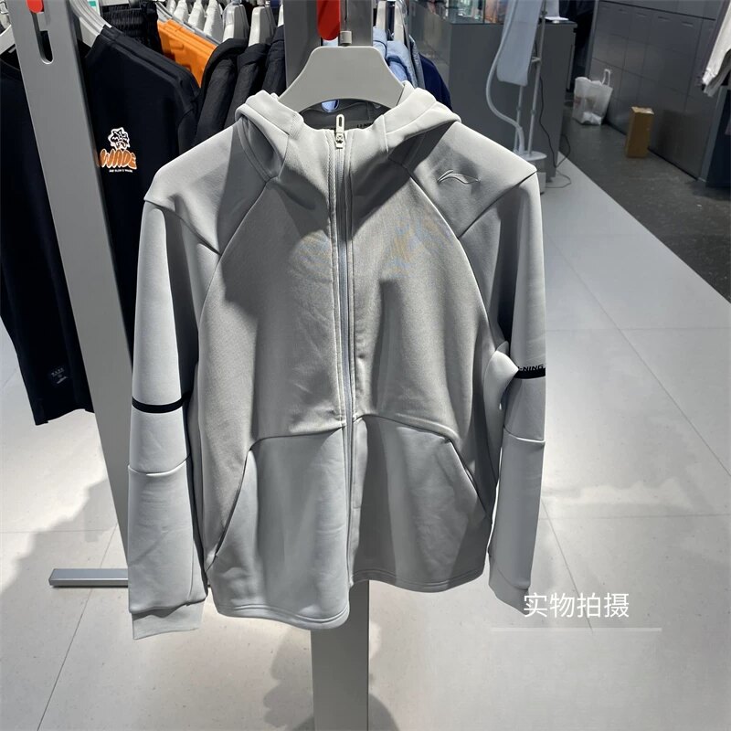 李宁秋季男子新款百搭宽松舒适健身运动系列卫衣外套AWDV485