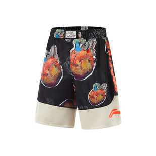 李宁反伍BADFIVE篮球系列男子比赛裤速干运动短裤AAPU113-9-B品