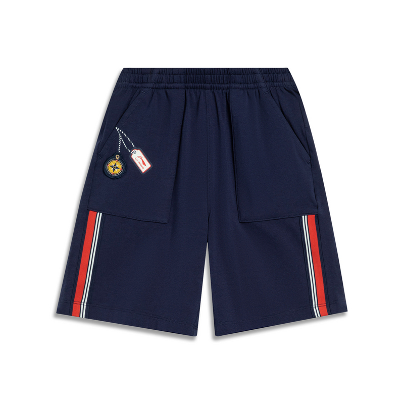 李宁短裤男童夏季运动时尚系列透气常规休闲短卫裤YKST017-1-B品