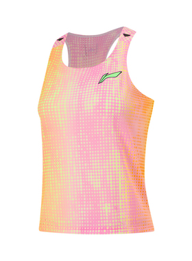 李宁跑步系列女子比赛上衣常规型速干透气无袖背心AAYU010-3-B品