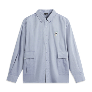 李宁衬衫秋季男子时尚系列舒适透气简约宽松休闲衬衫ASHU547-B品