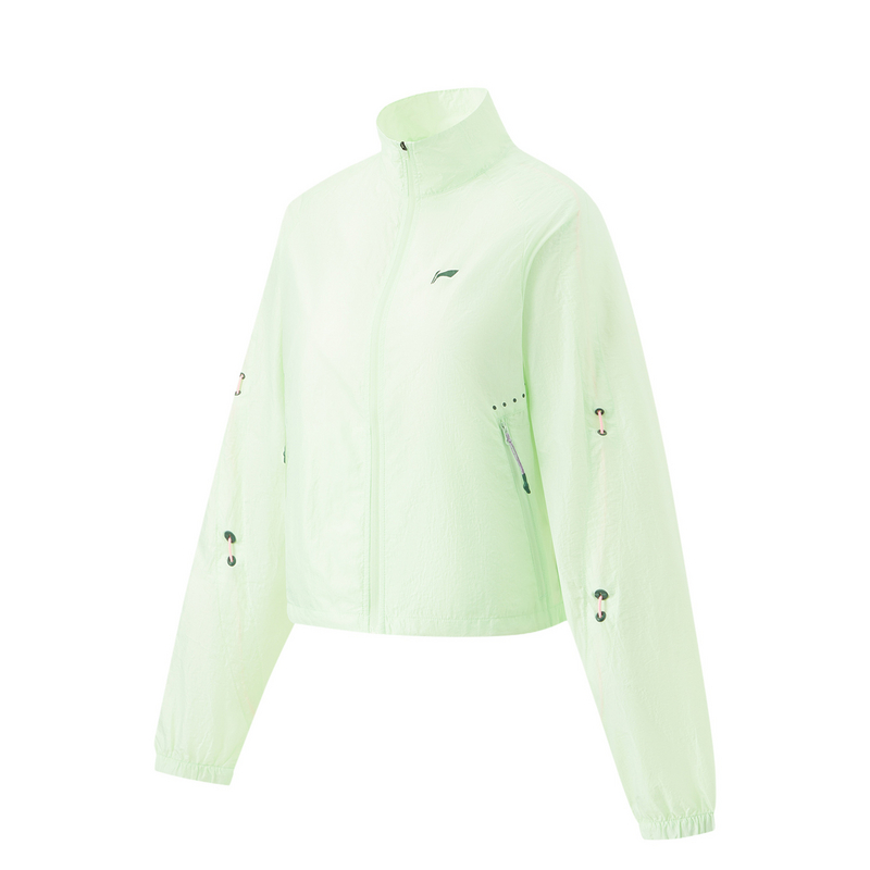 李宁风衣女夏季跑步系列时尚舒适透气常规训练运动风衣AFDU392B品