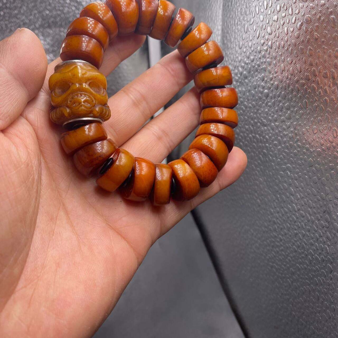 藏式牦牛骨随切算盘珠手串盘玩骨头藏族念珠大鹏鸟手链民族风文玩