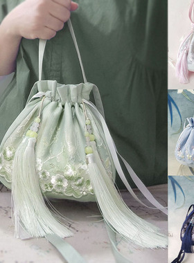 风和原创立体汉服包袋古风单肩斜挎包百搭手提绣花荷包西红色绿色