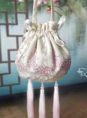 风和原创汉服包中国风红色绣花布包手提斜挎流苏女包精致古风荷包